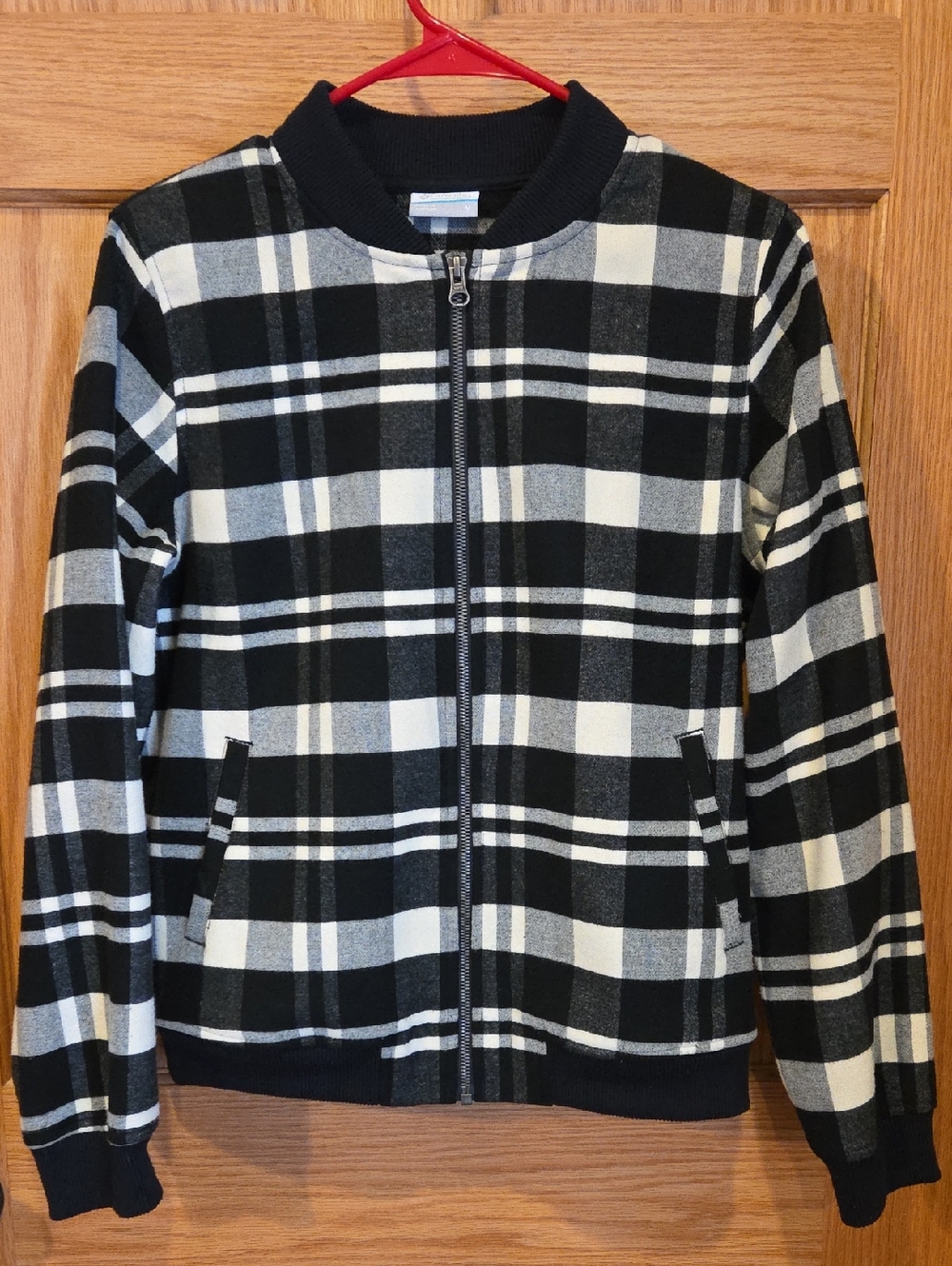 Columbia Black and White Plaid Bomber Jacket